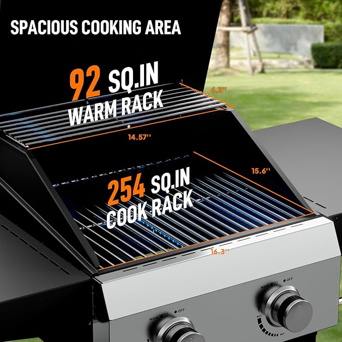 ROVSUN 2 Burner Propane Gas Grill with Foldable Side Shelves, 24000BTU BBQ Grills with Enameled Cast Iron Grates, Cabinet & Poratable Rolling Wheels for Outdoor Garden Patio Backyard Barbecue Cooking