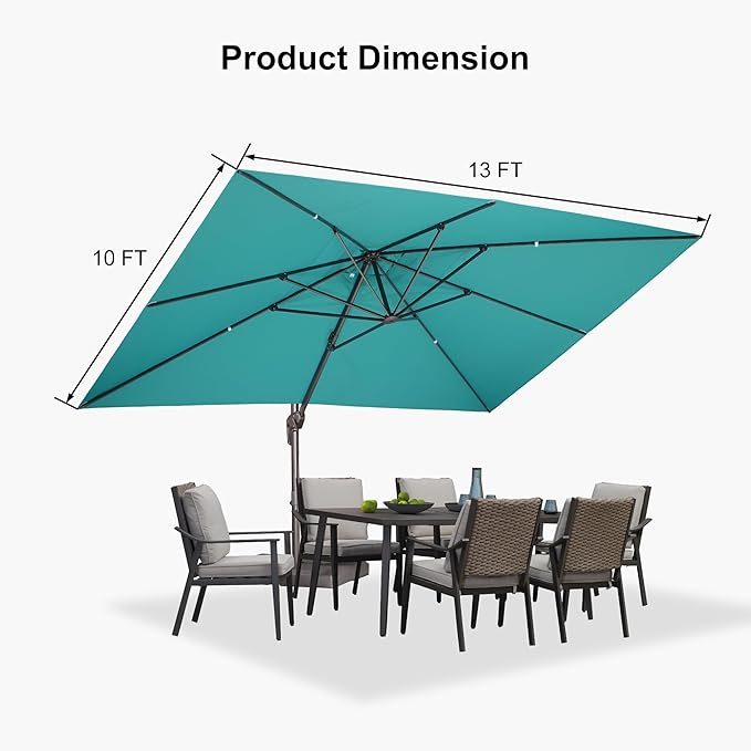 PURPLE LEAF Cantilever Umbrella with 360 Degree Rotation For Garden Patio Deck Pool