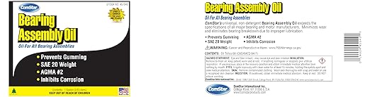 ComStar Bearing Assembly Lube Oil, SAE 20 Weight, Prevents Gumming, Protects Against Rust and Wear, Provides Long-Lasting Lubrication, Withstands Extreme Pressure, 1 Gallon (45-540)