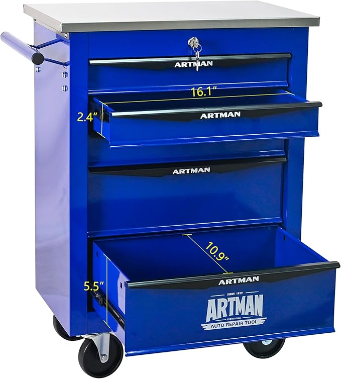 5 Drawers Tool Cart on Wheels, Multifunctional Rolling Tool Box, Drawers Rolling Trolley Organizer Tool Storage Chest for Garage,Workshop,DIY Multiple Interconnectable(4 Drawers-30.5" H)