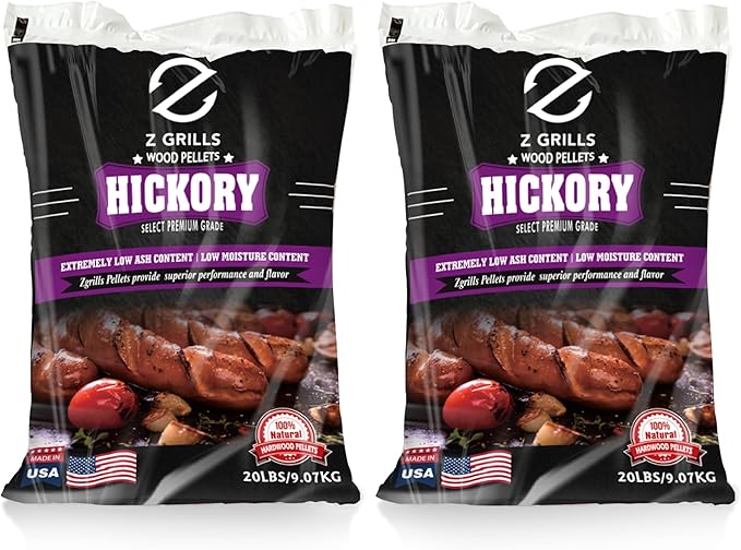 Z GRILLS Wood Pellets for Smoker Grill, 100% All-Natural Hardwood Hickory Pellet, 40lbs