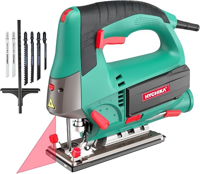 HYCHIKA 6.7A Jig Saw, Reciprocating Saw, 6.2A Mini Circular Saw with 3 Blades, 3-Tool Power Tool Set Combo Kit