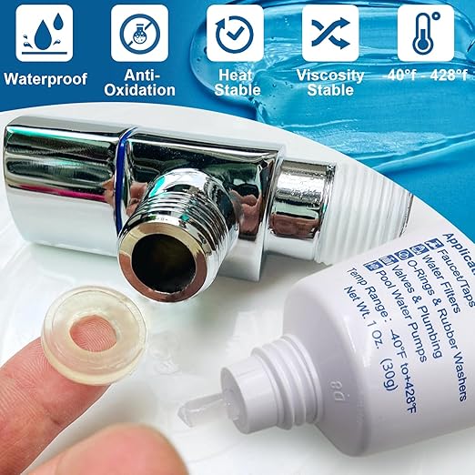 Faucet O-Rings Grease Silicone Lubricant Pool Lube Tube for O Ring Rubber Washers Water Filter Pump Gaskets Cartridges Valves Pressure Plugs Seals,1 oz 1-Pack