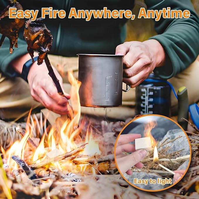 Fire Starters 12 Squares for Fileplace: Waterproof Firestarter for Stove Camping Grill Campfires BBQ