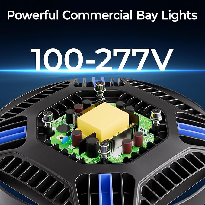 CINOTON UFO LED High Bay Light, 160W/120W/80W Switchable, AC100-277V LED Shop Lights with US Plug, 24000LM Dimmable 0-10V Commercial Bay Lighting for Garage Workshop 5000K Daylight-UL Listed, 4 Pack