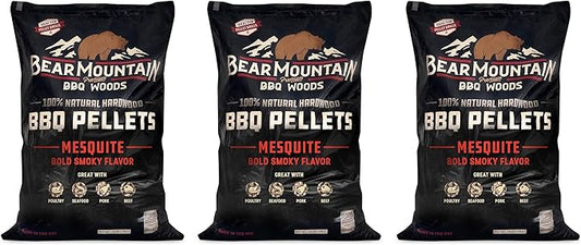 Bear Mountain BBQ FK17 Premium 20 Pounds All Natural Hardwood Mesquite BBQ Hardwood Smoker Pellets for Outdoor Electric Grilling and Smokers (3 Pack)