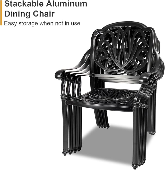 Outdoor Dining Chairs 4 Pieces, Cast Aluminum Metal Patio Chairs Set of 4, Conversation Furniture Set