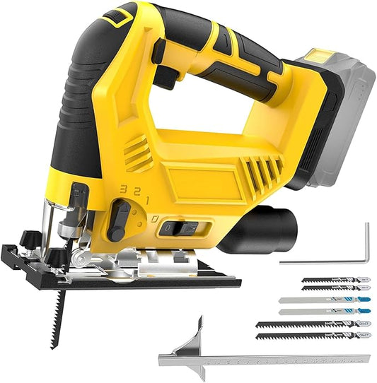 Cordless Brushless Jig Saw Compatible with Dewalt 20V MAX Battery(No Battery), 7 Speeds, 2900RPM, LED, 45° Bevel Cuts, 3 Orbital Action, with Jigsaw Blades for Straight, Curve, Circle Cutting
