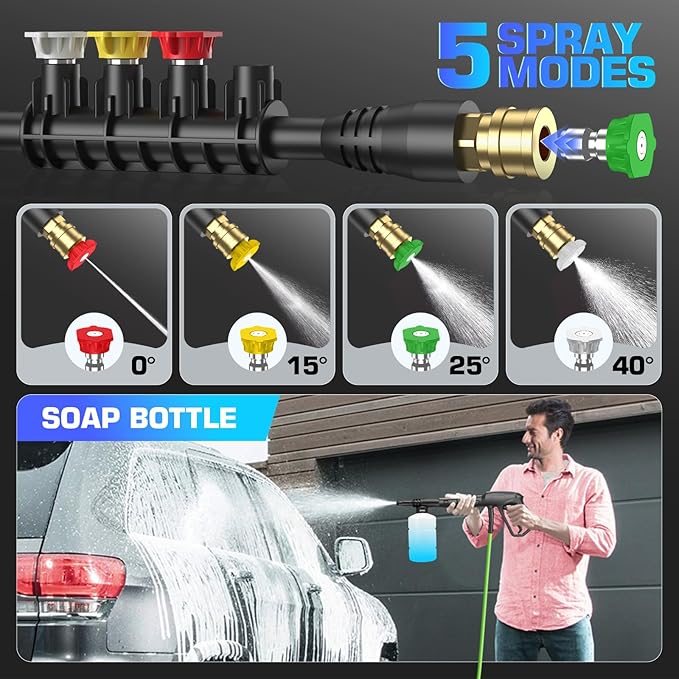 5000PSI Pressure Cleaner, 2025 4.0 GPM High Power Cleaner Machine, with Adjustable Nozzle and Soap Bottle for Cars/Fences/Driveways/Home/Patios (Green)