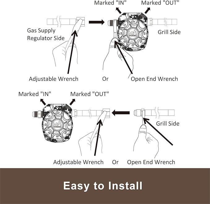 NO WORRIEZ Safety Auto Shut-Off Gas Timer for Propane & Natural Gas | Outdoor Grill, Fire Pit, Pizza Oven | – 100,000 BTU w/ 1/2" Flared Connector & Hose & flare male adapter, Patent Pending