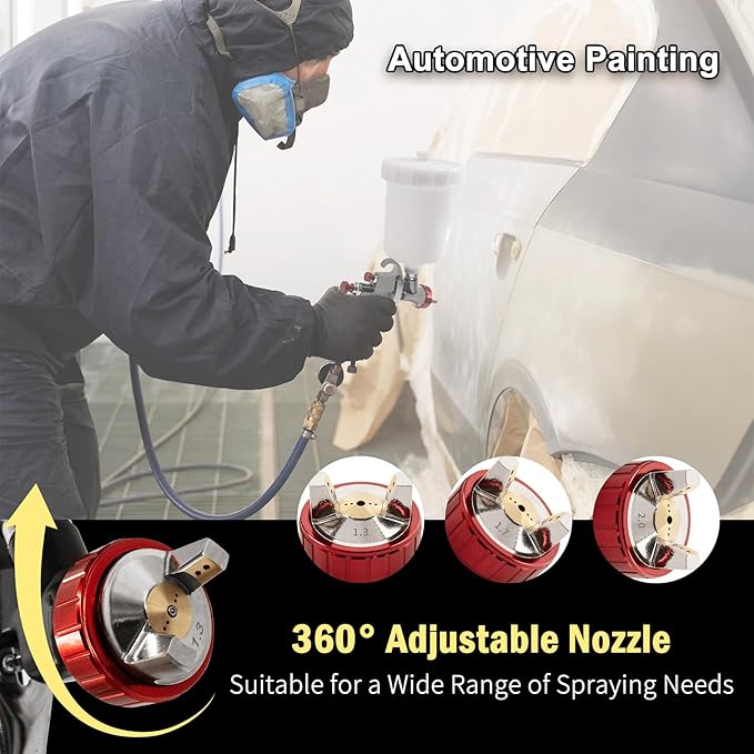 R500 LVLP Air Spray Gun Car Paint Gun Sprayer with 1.3/1.7/2.0mm Nozzles & Air Regulator, Professional Paint Guns Automotive Paint Gun for Car, Houses, Furniture, Varnish and Top Coat