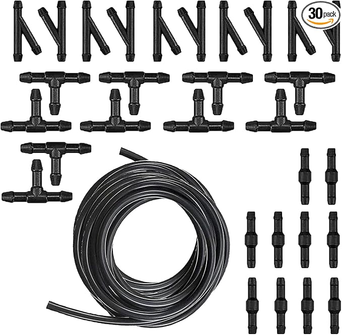 30 PCS Car Windshield Washer Hose Kit, 4M/13Ft Cleaning Hose with 30 Hose Connectors, Universal Windshield Repair Kit, for Most Cars (Black)