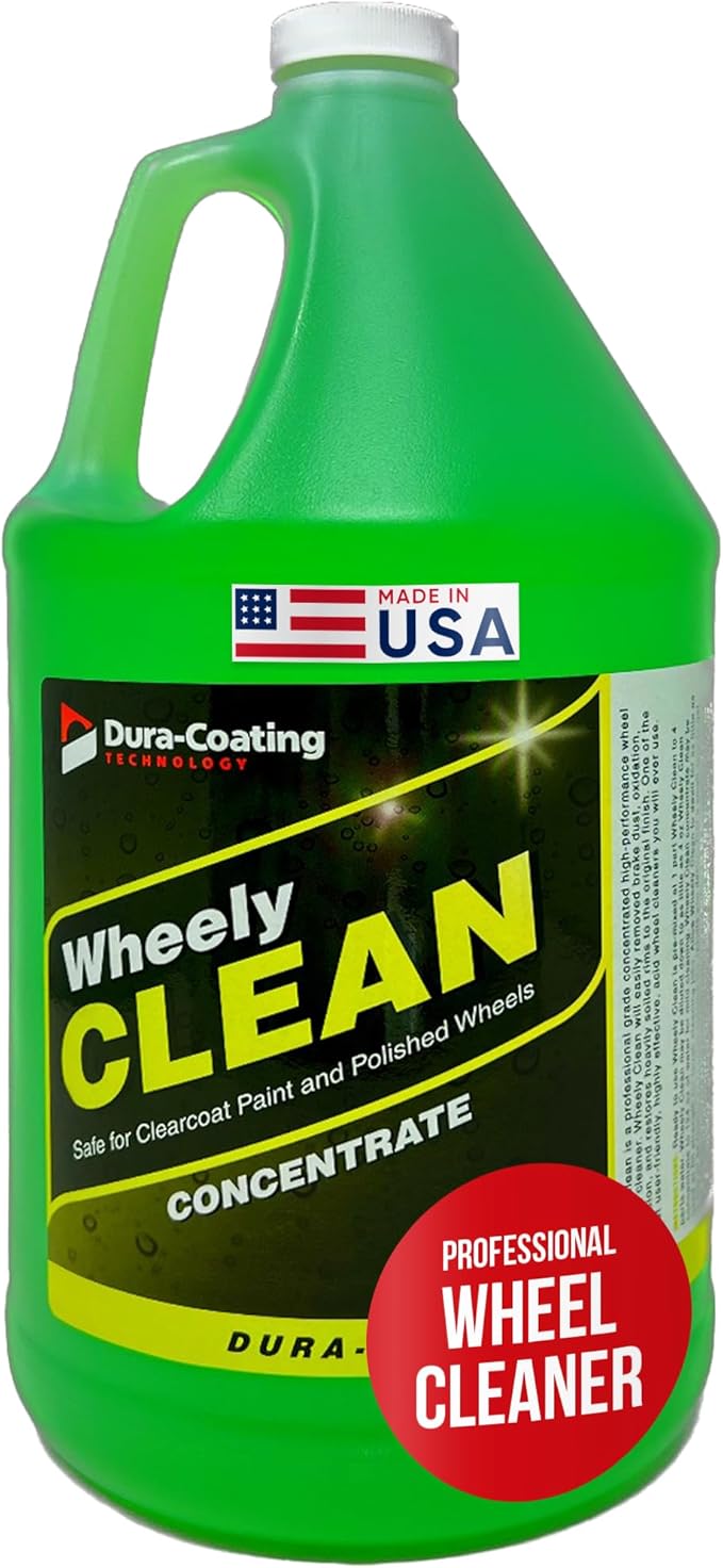 DURA-COATING TECHNOLOGY Wheely Clean Concentrate - Good for Chrome Wheel Cleaner, Clear-Coated, or Aluminum Wheel Cleaner - Professional Tire Shine & Rim Cleaner Spray - Car Care Solution - 1 Gallon