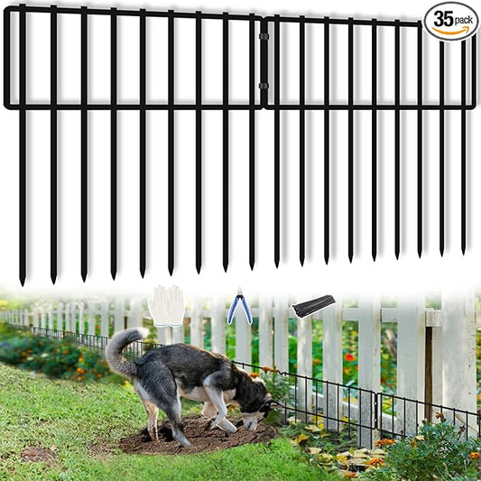 KYATE 35 Panels Animal Barrier Fence, 35ft(L) X 13inch(H) No Dig Rabbit Fences for Garden, Dog Digging Defense Ground Bottom Blockers, Rustproof Metal Border for Outdoor Patio Landscaping
