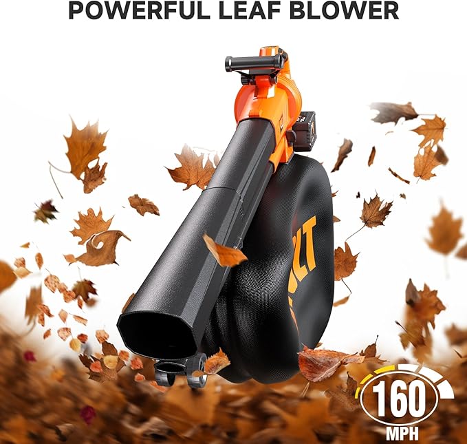 AIVOLT Brushless Leaf Blower Vacuum Mulcher 40V, Cordless Leaf Vacuum with 40L Bag, Turbo Power, 2x4.0Ah Batteries & Charger, 3-in-1 for Lawn Care, Patio Cleaning