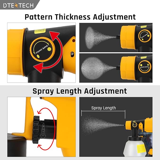 Cordless Paint Sprayer for Dewalt 20V MAX Battery, 200W HVLP Handheld Spray Gun with Brushless Motor, Copper Nozzle, Adjustable Flow for Walls, Fences, Furniture, Cabinets (Tool Only)
