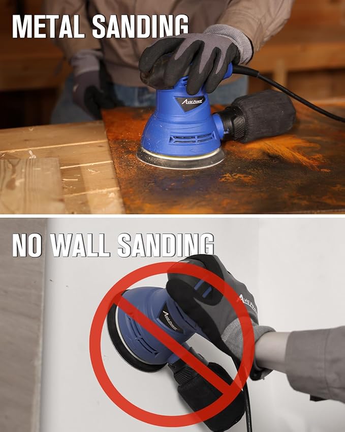 AVID POWER 5 Inch Orbital Sander, 12000 RPM Electric Sander Tool, Random Orbit Sander for Woodworking, 12 Pcs Sandpapers and Dust Collection Bag