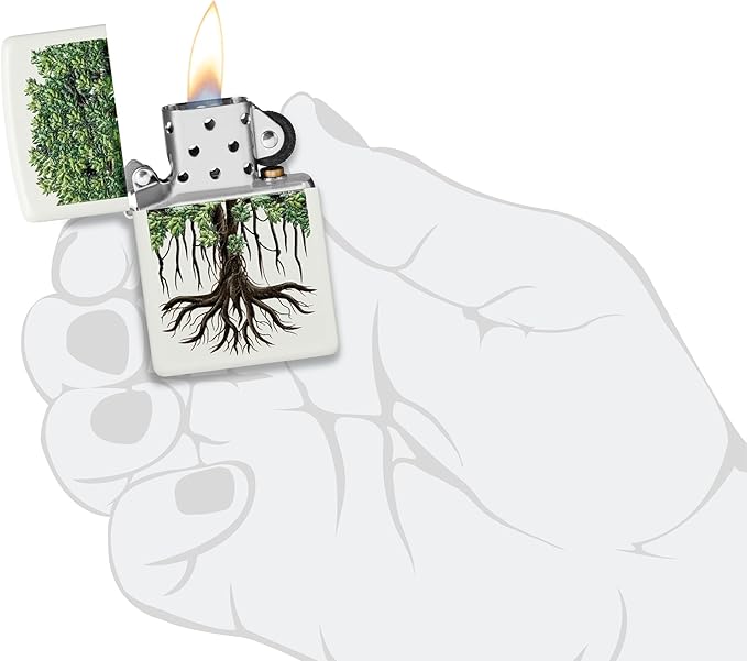 Zippo Tree of Life Texture Print Design White Matte Pocket Lighter