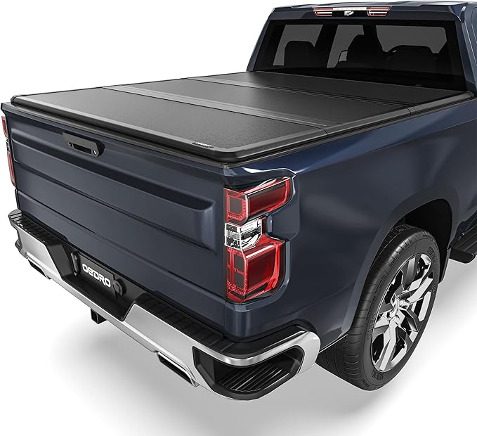 OEDRO FRP Hard Tri-fold Tonneau Cover Fits for Chevy Silverado 1500 & GMC Sierra 1500 2014-2018 New Body Style 5.8ft Bed w/o Multi-Flex Tailgate, Weather-Resistant