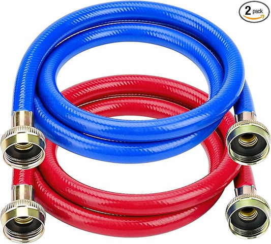 Cenipar 4FT Rubber Washing Machine Hoses Burst Proof 2 Pack For Hot and Cold Water 3/4" NPT Connection Water Supply Lines Fit for ALL Washing Machine