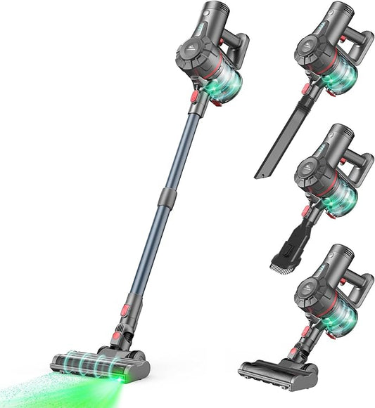 Cordless Vacuum Cleaner, 21Kpa Powerful Stick Vacuum for Home,3 Speeds Self-Standing Stick Vacuum with 45 Min Runtime, 6 in 1 Lightweight Handheld Wireless Vacuum for Pet Hair Carpet Hard Floors