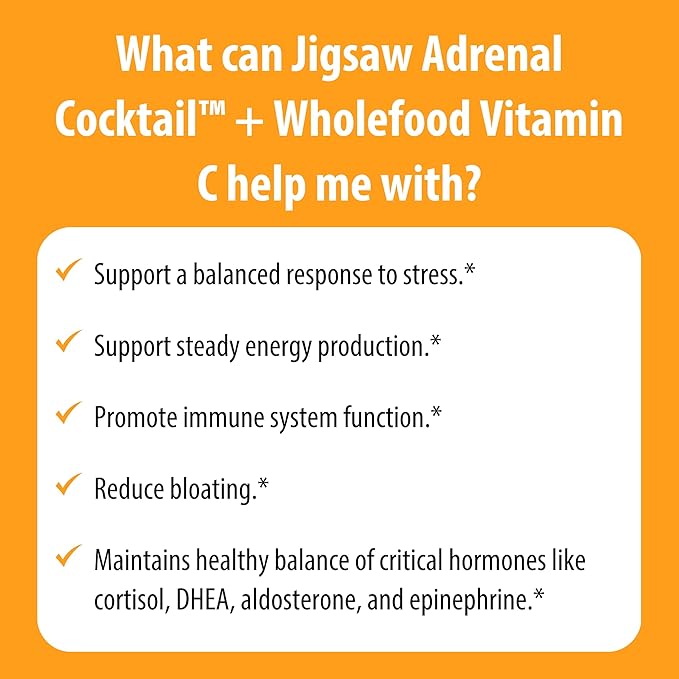 Jigsaw Health Adrenal Cocktail + Wholefood Vitamin C | with Potassium Bicarbonate, Sea Salt, and Acerola Cherry Extract | 360 Capsules | 60 Servings