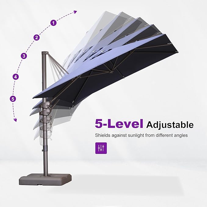 PURPLE LEAF Cantilever Umbrella with 360 Degree Rotation For Garden Patio Deck Pool