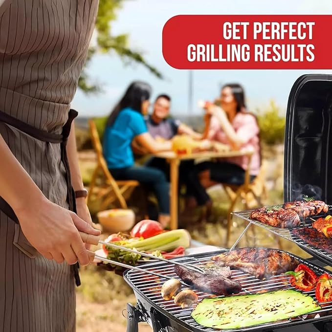 14" Portable Charcoal Grill for Outdoor Cooking, Tabletop BBQ Grill with Enamel Coating & Folding Legs,Compact Camping Grill for Tailgating, Picnics (Lightweight 8 Lbs, Black)