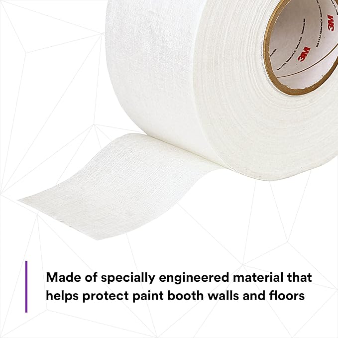 3M Dirt Trap Protection Material 36849, White Color, Nonwoven, Overspray Protection, Traps Dust and Debris, Clean, 4 in x 300 ft