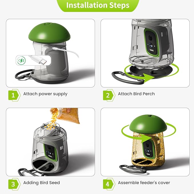 LONA Smart Bird Feeder with Camera, Dual-Lens, Solar-Powered, Wireless Birdwatching, Permanent AI Identify 10000+ Bird Species & Motion Detection, Gift Present