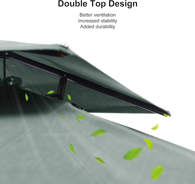 PURPLE LEAF 9' X 12' Double Top Cantilever Patio Umbrella Deluxe Large Outdoor Umbrella Rectangle Offset Umbrella with Fade Resistance for Garden Deck Pool Patio, Mint Green