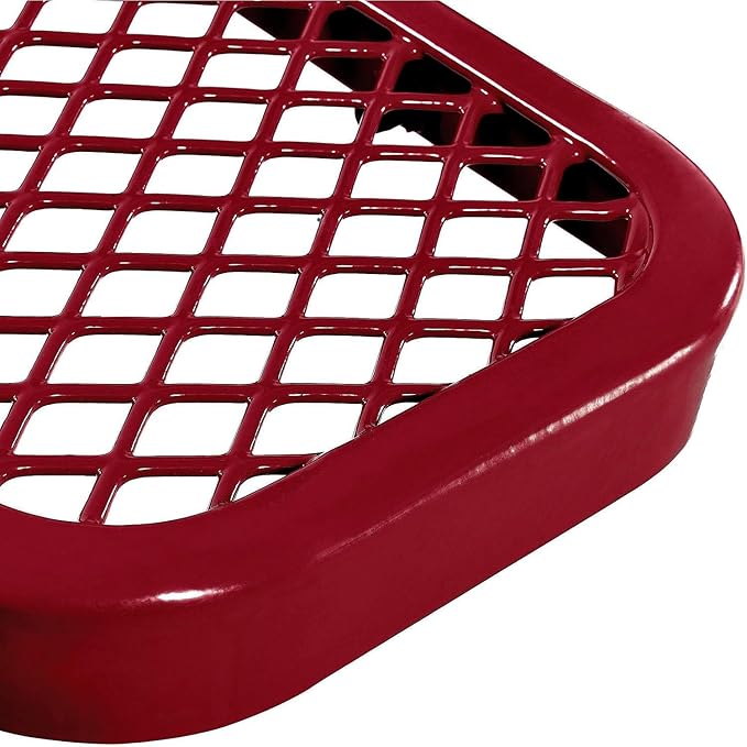 Global Industrial 6'L Heavy Duty Expanded Metal Mesh Bench with Backrest with Steel Frame, Portable Outdoor Bench, 1000 lbs Capacity, Red, 72" L x 24" W x 33" H
