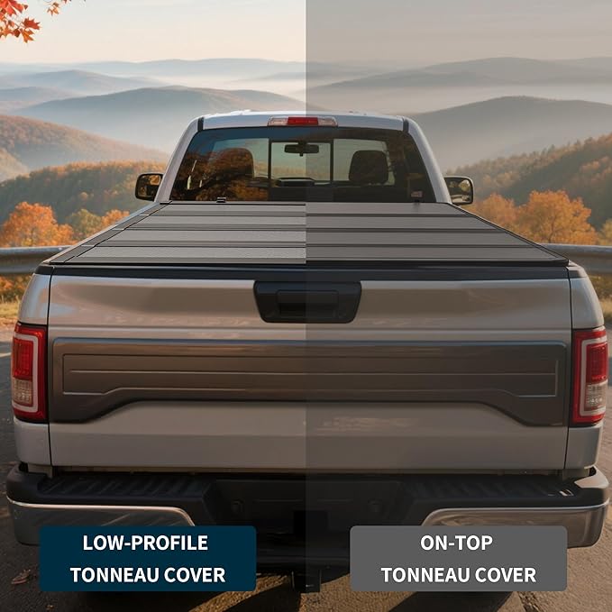 OEDRO Low-Profile Hard Quad-Fold Tonneau Cover Compatible with Chevy Silverado/GMC Sierra 1500 New Body Style 2019-2025 5.8ft Bed w/o Multi-Flex Tailgate, One-Handed Quick Release, Drainage Design