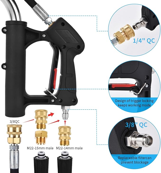 24 FT Telescoping Pressure Washer Wand Extension, Aluminum Power Washer Extension Wand with Brush Head, 5 Nozzle Tips, 2 Adapters, Support Belt, Gutter Cleaning Tools from The Ground