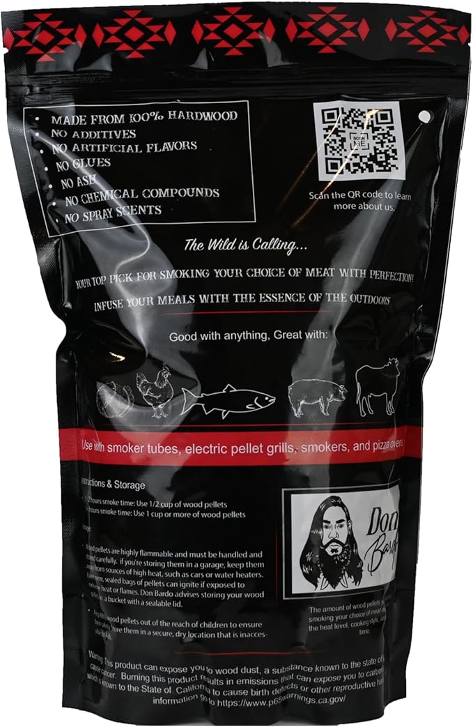 Don Bardo - 100% All Natural Wood Pellets, Bundle with 6 Different Flavors, Intended for Ninja Woodfire Outdoor Grill, Grills, Pellet Grills, Wood Fire Oven & Smoker, 6, 2lb Resealable Bags (12 lb)