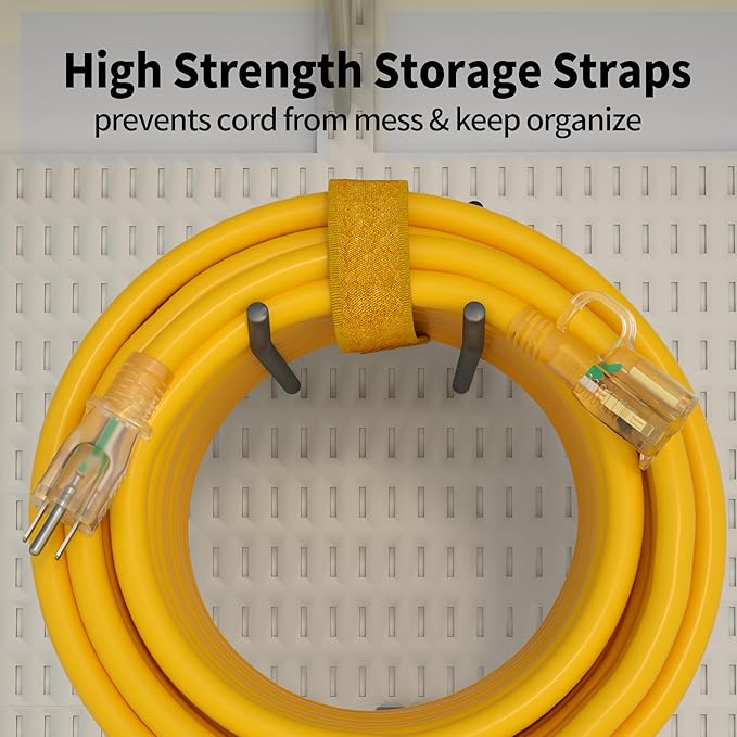 POWGRN 6 ft 12/3 Outdoor Extension Cord Waterproof Heavy Duty with Lighted Indicator End 12 Gauge 3 Prong, Flexible Cold-Resistant Long Power Cord Outside, 15Amp 1875W SJTW Yellow ETL Listed