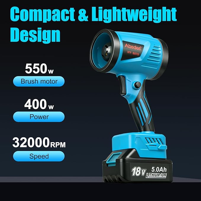 Cordless Leaf Blower - 18V Handheld Blower, Compatible with Makita 18V Batteries, with 5.0Ah Battery and Charger, Lightweight for Patio Cleaning,Lawn Care,Blowing Leaves and Dust,Car Blowing Water