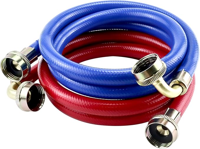 Rubber Washing Machine Hoses With Elbow 4FT,Washing Machine Elbow Hose with 3/4" Connection Supply for Hot and Cold Water Washer Hoses (2 Packs),Universal Fit for All Standard Wash Machines-by MIFLUS