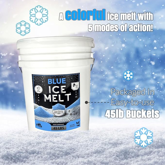Peach Country Blue Ice Melt -25°F Effective, Pet Safe Eco-Friendly De-Icer, Fast-Acting Granules for Driveways, Walkways & Entryways, 20 lb Pail
