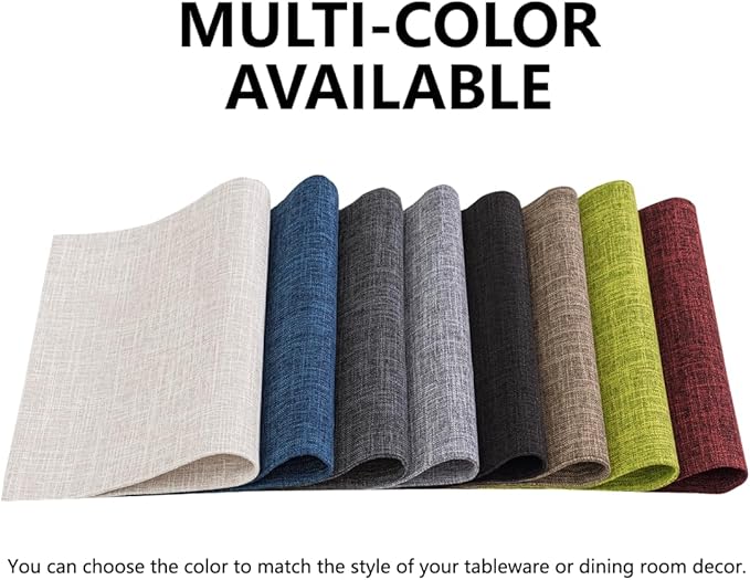 Christmas Placemats Set of 4, Bilayer Thickened Linen Place Mats Heat Resistant Machine Washable Wrinkle Free Carefully Selected Polyester Mats for Kitchen/Dining/Coffee Table (Deep Red)