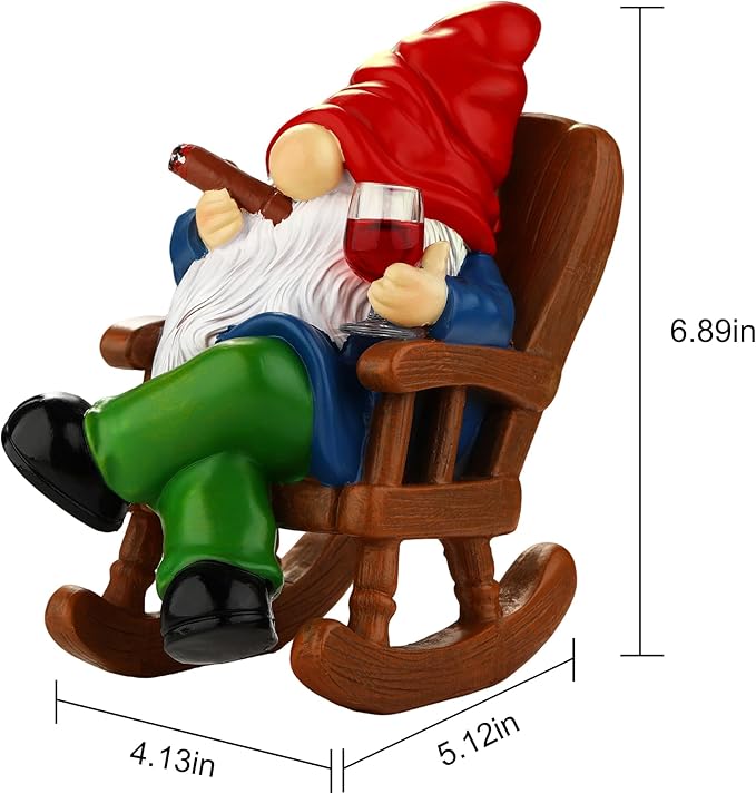 Funny Garden Gnomes for Outdoor Decor, 7 Inch Faceless Gnome with Wine Glass Statue, Resin Yard Figurine for Garden Patio Lawn, Mini Gift for Mom Grandma Christmas Halloween