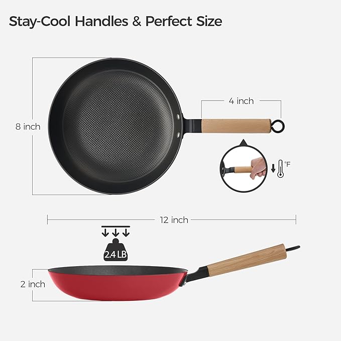 YUTANN Nonstick Frying Pan, 8 inch Enameled Cast Iron Pans Kitchen Healthy Egg Fry Pan Omelette with Detachable Handle, Lightweight Pre-seasoned Cast Iron Skillet, Dishwasher & Oven Safe