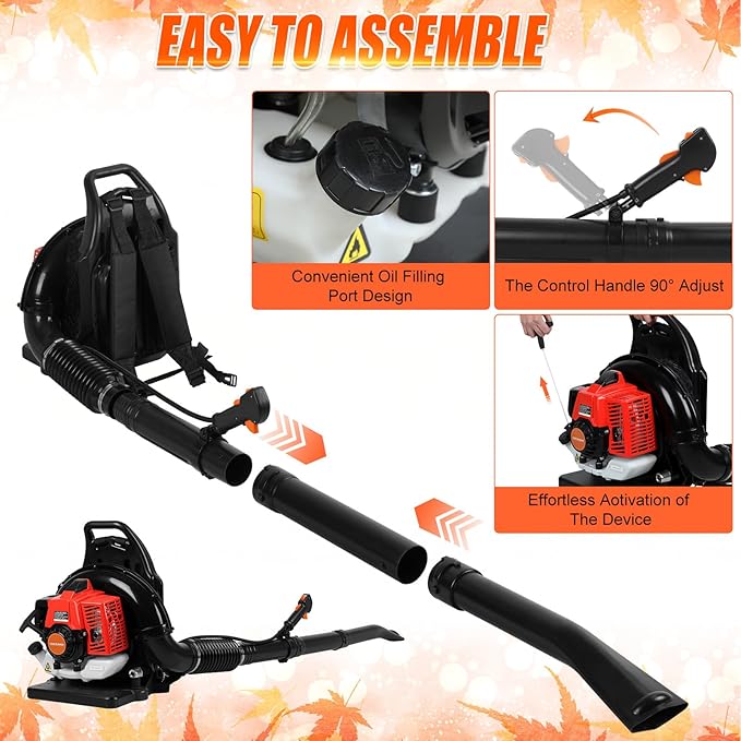 Backpack Leaf Blower, 63cc Backpack Blower, 700 CFM/200 MPH, for Wet Leaf & Debris Clean & Snow Removal