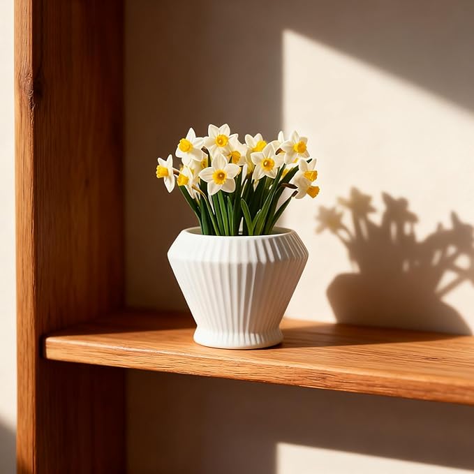 OXART 7.7 Inch Plant Pot, Modern Ceramic Pots for Indoor Plants, Plant Pots for Outdoor Flower Pot with Drainage Hole, Home Garden Decor Planters, White