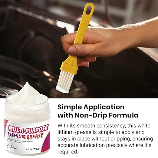 3.5oz Multi-Purpose White Lithium Grease with 2 Brushes, Ideal for Automotive, Marine, Brakes, Garage & Sliding Doors, Waterproof, Rust & Corrosion Resistant, High-Temperature Safe