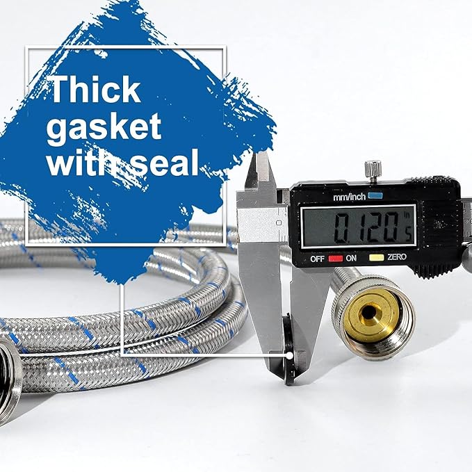 Washing Machine Hoses,Stainless Steel Washing Machine Hose 4ft -2 Packs Braided Premium Washer Hoses Supply Lines-washer hoses 6ft Hot and Cold Striped Water Connection
