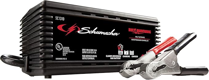 Schumacher Electric Battery Charger and Maintainer, 3-in-1, SC1319 - Fully Automatic, 1.5 Amp, 6 Volt and 12 Volt for Car, Power Sport and Marine Batteries