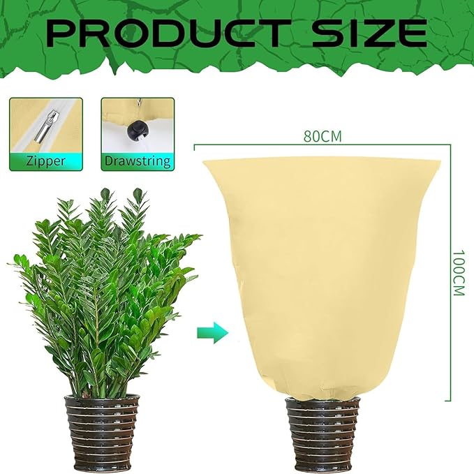 2-Piece Plant Covers Freeze Protection,Winter Tree and Shrub Frost Protection Blanket, Reusable Garden Plant Cover, 31.4 x 39.3 Inches.