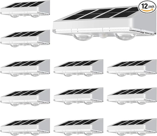 NIORSUN Solar Fence Lights,12 Pack Solars Deck Light,Warm White Color,Outdoor Bulb Waterproof Led IP65,Power Patio Lamp with Lenses for Outside/Backyard/Railing/Yard（White）