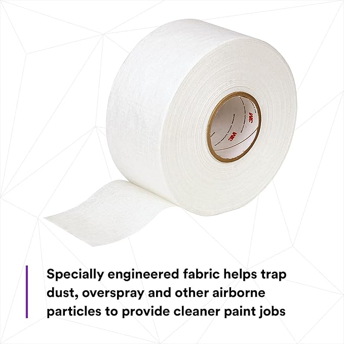 3M Dirt Trap Protection Material 36849, White Color, Nonwoven, Overspray Protection, Traps Dust and Debris, Clean, 4 in x 300 ft